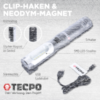 TECPO LED Akku Handlampe 500 Lumen + USB Kabel