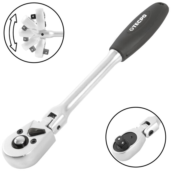 TECPO Gelenkknarre 1/4" Ratsche flexibel mit Schnellverschluss