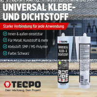 TECPO Universal Klebe- und Dichtstoff FLEX SEAL 522 SCHWARZ 1K MS-Polymer UV-stabil und witterungsbeständig