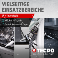 TECPO Universal Klebe- und Dichtstoff FLEX SEAL 522 SCHWARZ 1K MS-Polymer UV-stabil und witterungsbeständig