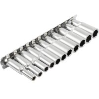 TECPO Steckschlüssel Satz, Zollgrößen 1/4", 11-tlg + Umschaltknarre 1/4"