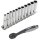 TECPO Steckschlüssel Satz, Zollgrößen 1/4", 11-tlg + Umschaltknarre 1/4"