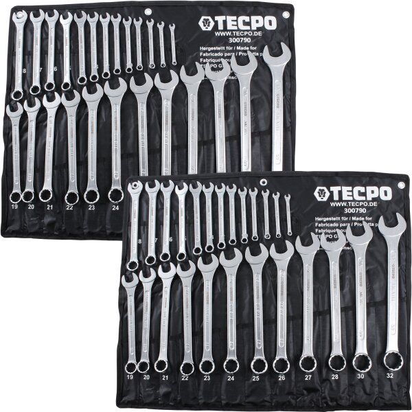 2x TECPO Maulringschlüssel-Satz, 6-32mm, 25-tlg.