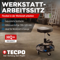 TECPO 2x Werkstatt-Arbeitssitz mit 5 Rollen
