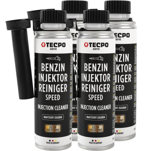 4x TECPO Injektor Reiniger ESTER Benzin Einsprizdüsen Additiv, 300 ml