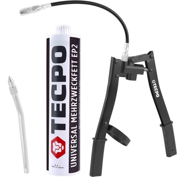 TECPO Universal Mehrzweckfett EP2 500g + Zweihand Fettpresse