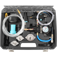 TECPO Kühlsystem Abdrückgerät + TECPO Kühlerfrostschutz Rot, 5 Liter