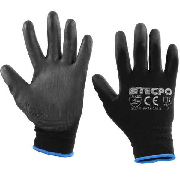 TECPO Feinstrick Mechaniker-Handschuhe, Größe M, 6x 12 Paar