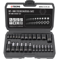 TECPO Steckschlüssel-Satz T-Profil (für Torx) und E-Torx, 25-teilig
