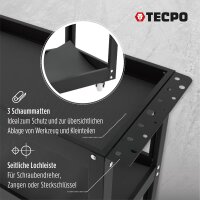 TECPO Werkstattwagen 300 kg Tragkraft | 3 Etagen Transportwagen mit Schutzmatten | Stahl-Rollwagen mit 360° Lenkrollen