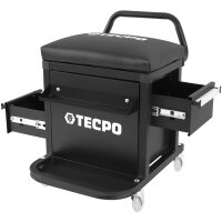 TECPO Werkstatt-Rollsitz 150 kg mobiler Werkstatthocker mit 2 Schubladen