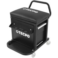 TECPO Werkstatt-Rollsitz 150 kg mobiler Werkstatthocker mit 2 Schubladen