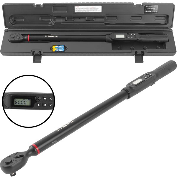 TECPO Digitaler Drehmomentschlüssel 1/2" – 17–340 Nm Präzisions-Drehmomentwerkzeug mit Digitalanzeige
