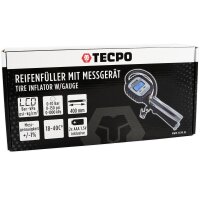 TECPO Digitale Reifenfüllpistole Druckluft Füllpistole Luftdruckprüfer LCD 0–10 bar 1/4 Zoll Reifenfüller für Kfz Motorrad Werkstatt