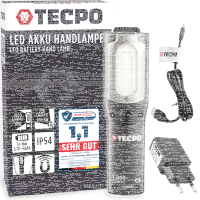 TECPO LED Akku Handlampe 1000 Lumen IP54 + USB...