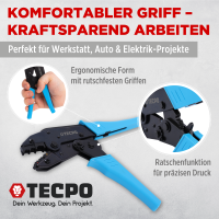 TECPO Kabelschuh- Crimpzange 0,5-6 mm für isolierte Kabelverbinder