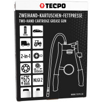 TECPO Zweihand-Kartuschen Fettpresse 2in1 PROFI-Ausführung 500g für Schraubkartuschen / Fett Mehrzweckfett