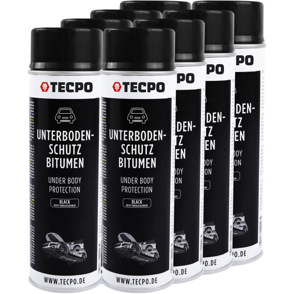 8x TECPO Unterbodenschutz Bitumen schwarz, 500 ml