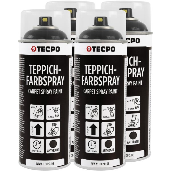 4x TECPO 1K Farbspray Anthrazit Teppich / Fußmatten, 400 ml