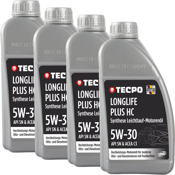 4L TECPO 5W-30 LONGLIFE PLUS MOTORÖL für VW 504.00 507.00 MB 229.31 229.51 BMW LL-04 C30