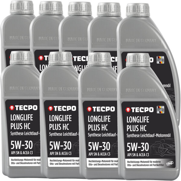 9L TECPO 5W-30 LONGLIFE PLUS MOTORÖL für VW 504.00 507.00 MB 229.31 229.51 BMW LL-04 C30