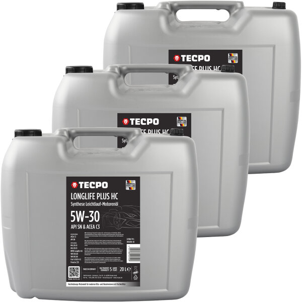 60L TECPO 5W-30 LONGLIFE PLUS MOTORÖL für VW 504.00 507.00 MB 229.31 229.51 BMW LL-04 C30