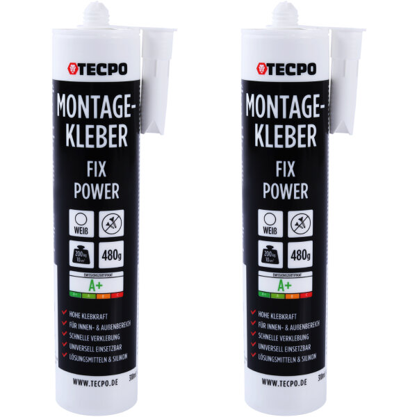 2x TECPO Universal Montagekleber Ultra FIX Power Baukleber 480g Weiß