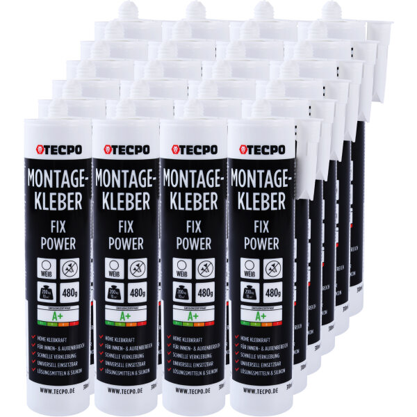24x TECPO Universal Montagekleber Ultra FIX Power Baukleber 480g Weiß