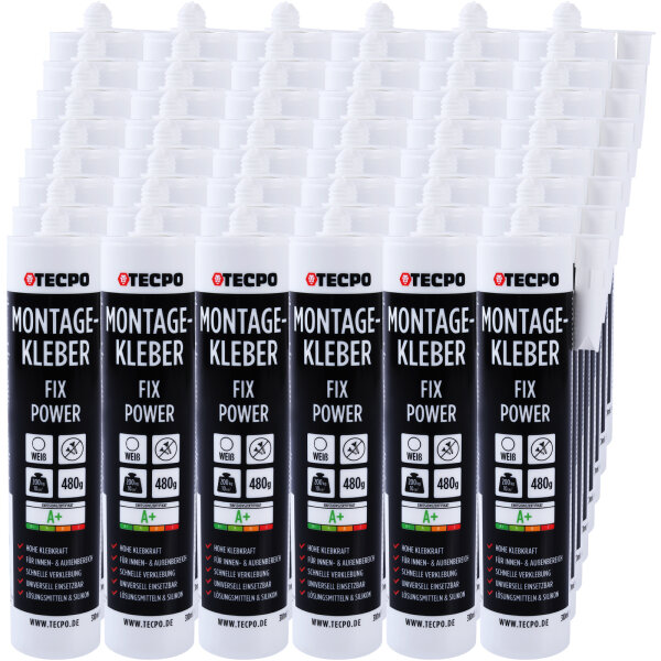 48x TECPO Universal Montagekleber Ultra FIX Power Baukleber 480g Weiß