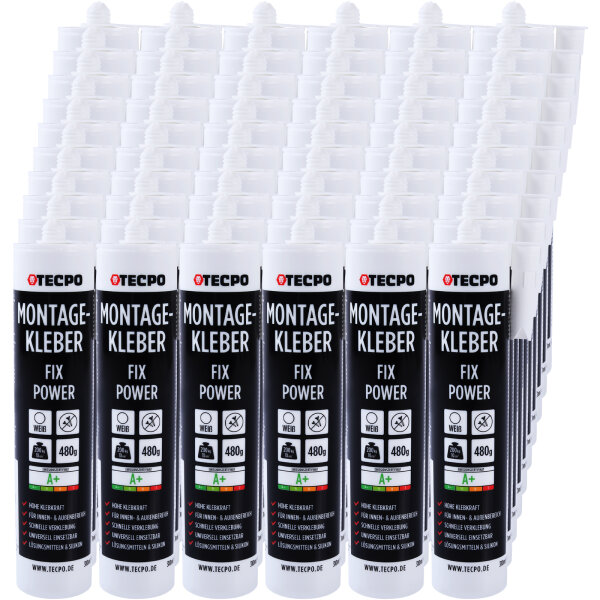 60x TECPO Universal Montagekleber Ultra FIX Power Baukleber 480g Weiß