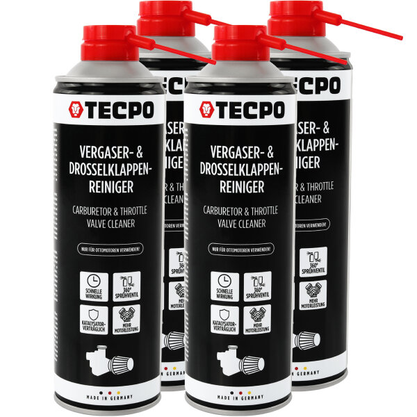 TECPO Vergaser & Drosselklappen Reiniger Ansaug-System-Reinigung 4x500 ml