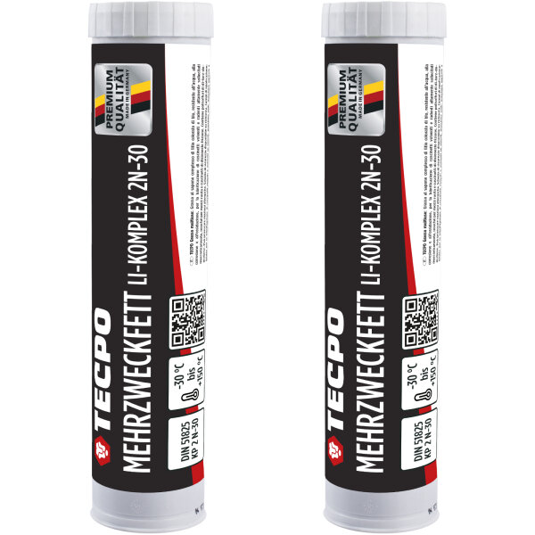 TECPO Mehrzweckfett 2x 400g Hochleistungs Li-Komplex Schmierfett KP 2N-30 Lithium Fett