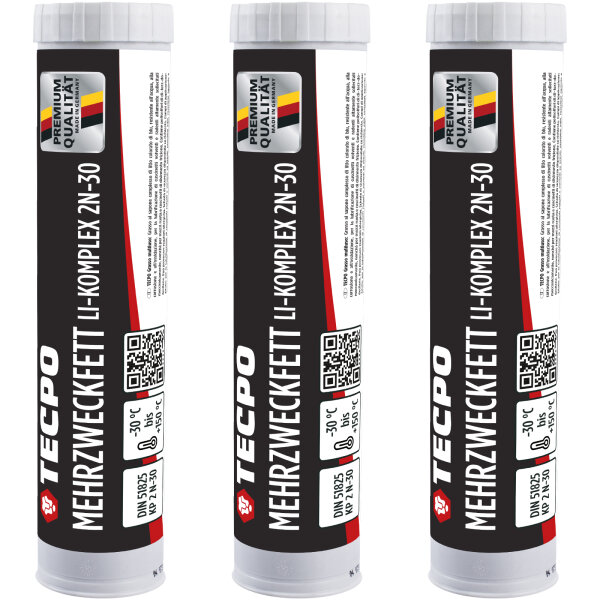 TECPO Mehrzweckfett 3x400g Hochleistungs Li-Komplex Schmierfett KP 2N-30 Lithium Fett