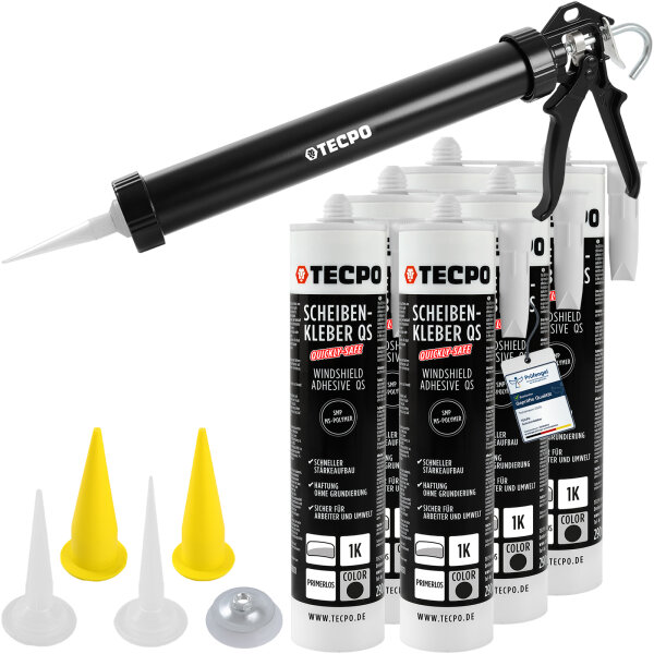 TECPO Scheibenkleber MS-Polymer 6x 290 ml + Einhand Fettpresse 380 mm