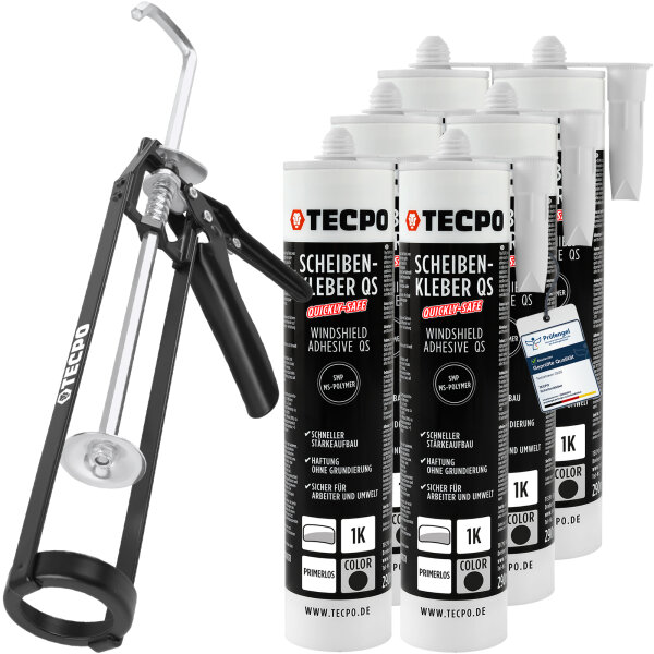 TECPO Scheibenkleber MS-Polymer 6x 290 ml + Skelett Kartuschenpresse