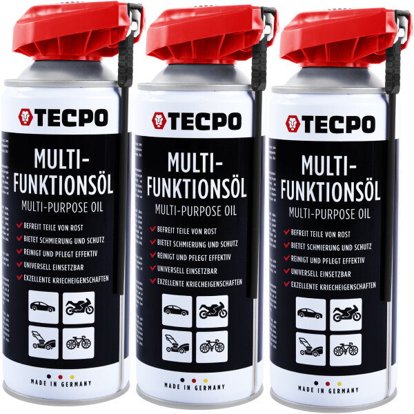 TECPO Multifunktionsöl mit 2-Wege Sprühkopf Kriechöl Rostlöser Schmiermittel 3x400 ml