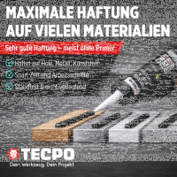 3x TECPO Universal Klebe- und Dichtstoff FLEX SEAL 522 SCHWARZ 1K MS-Polymer UV-stabil und witterungsbeständig