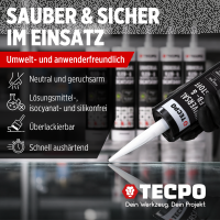 8x TECPO Universal Klebe- und Dichtstoff FLEX SEAL 522 SCHWARZ 1K MS-Polymer UV-stabil und witterungsbeständig