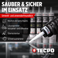 12x TECPO Universal Klebe- und Dichtstoff FLEX SEAL 522 SCHWARZ 1K MS-Polymer UV-stabil und witterungsbeständig