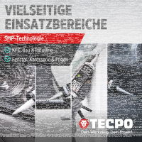 12x TECPO Universal Klebe- und Dichtstoff FLEX SEAL 522 SCHWARZ 1K MS-Polymer UV-stabil und witterungsbeständig