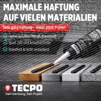 24x TECPO Universal Klebe- und Dichtstoff FLEX SEAL 522 SCHWARZ 1K MS-Polymer UV-stabil und witterungsbeständig
