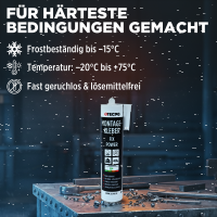 TECPO Montagekleber Fix Power 3x480g Universal Baukleber Kartuschen Kraftkleber mit Skelett-Kartuschenpresse