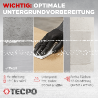 TECPO Universal Montagekleber Ultra FIX Power Baukleber 480g Weiß + Alu-Kartuschenpresse 220 mm