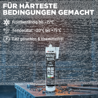 TECPO Universal Montagekleber Ultra FIX Power Baukleber 480g Weiß + Alu-Kartuschenpresse 220 mm