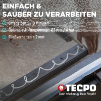 5x TECPO Universal Montagekleber Ultra FIX Power Baukleber 480g Weiß + Alu-Kartuschenpresse 220 mm