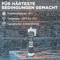 6x TECPO Universal Montagekleber Ultra FIX Power Baukleber 480g Weiß + Alu-Kartuschenpresse 220 mm
