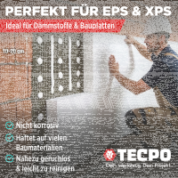 6x TECPO Universal Montagekleber Ultra FIX Power Baukleber 480g Weiß + Alu-Kartuschenpresse 220 mm