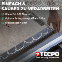 6x TECPO Universal Montagekleber Ultra FIX Power Baukleber 480g Weiß + Alu-Kartuschenpresse 220 mm
