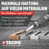 2x TECPO Universal Klebe- und Dichtstoff FLEX SEAL 522 SCHWARZ 1K MS-Polymer UV-stabil und witterungsbeständig + Alu-Kartuschenpresse 220 mm