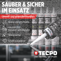 3x TECPO Universal Klebe- und Dichtstoff FLEX SEAL 522 SCHWARZ 1K MS-Polymer UV-stabil und witterungsbeständig + Alu-Kartuschenpresse 220 mm